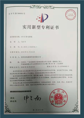 Utility model patent certificate